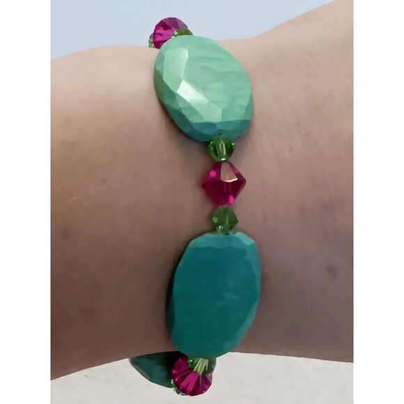 Unique Artisan Sterling Silver Blue Stone Bracelet 7 in - Picture 7 of 8